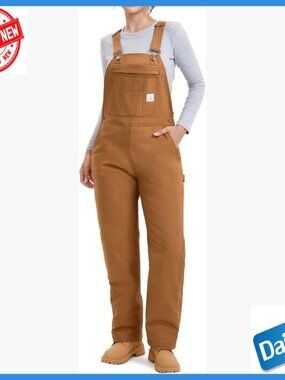 Women's Insulated Bib Overalls, Water Resistant Workwear, Heavyweight Cotton